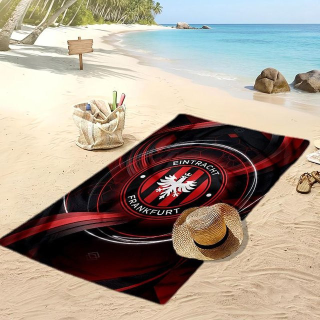 Eintracht Frankfurt Fußball Strandtuch von WildHue B, rotes schnelltrocknendes Mikrofaser Handtuch für Strand und Camping, Breite: 80 cm, Länge: 160 cm - Bild 1