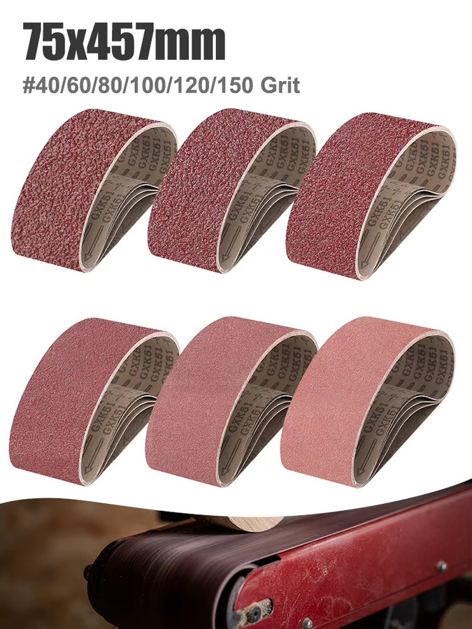 XCAN Schleifbänder 5 Stück für Bandschleifer zum Schleifen von Holz und Metall, B: 75 mm, L: 457 mm - Bild 7