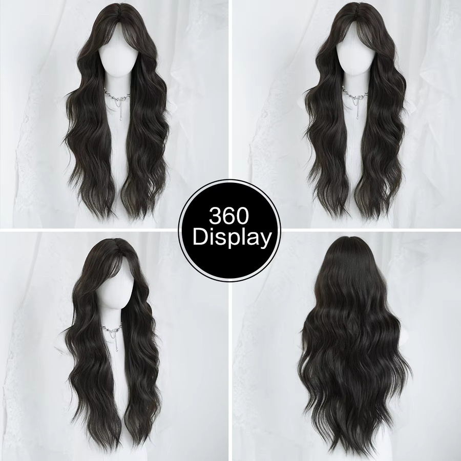 7JHH WIGS Perücke, Lange Wasserwellen, Dunkelbraun, Damen - Bild 3