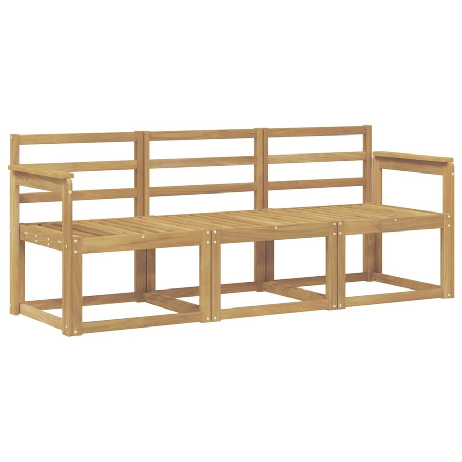 vidaXL Outdoor-Sofagarnitur 3-teilig aus Akazienholz in Weiß, B/T/H: 189,5 x 63 x 73 cm - Bild 2