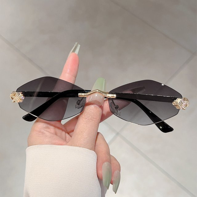Unisex Sonnenbrille, randlos, hexagonal, Metall - Bild 1