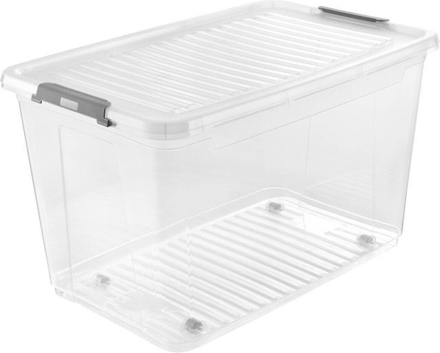 KEEEPPER Clipbox Leo Aufbewahrungsbox mit Deckel und Rollen, transparent, 56,0 l, B/T/H: 38,0 x 35,5 x 59,0 cm - Bild 1