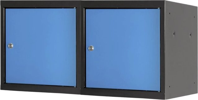 PROREGAL Schließfachwürfel Blocky 2er-Set mit Zylinderschloss und 2 Schlüsseln, Anthrazit-Blau, B/T/H: 40 x 40 x 40 cm - Bild 1