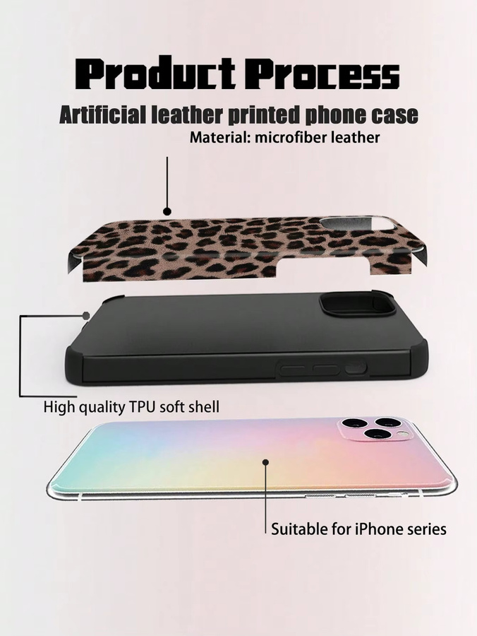 Handyhülle mit Leopardenmuster aus weichem PU-Leder für iPhone 11 bis iPhone 17 in Braun und Multicolour - Bild 5