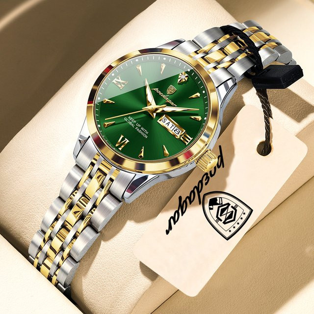 POEDAGAR Armbanduhr Edelstahl, Quarz, Datum, Wochentag, Damen - Bild 1