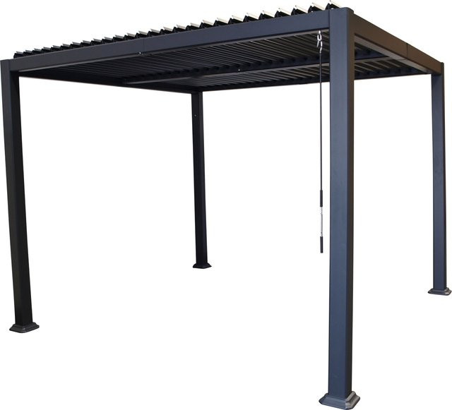 DEGAMO Pavillon BARACOA aus Aluminium in Dunkelgrau mit verstellbaren Alu-Lamellen, B/T: 300 x 300 cm - Bild 1
