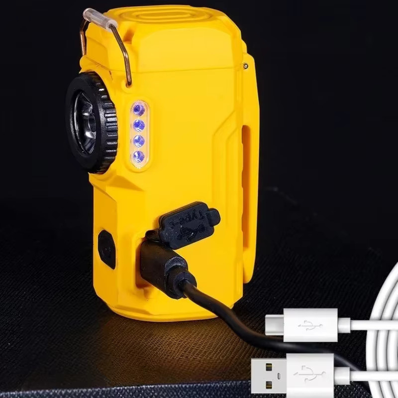 Multifunktionale Outdoor-Taschenlampe mit Dual-Arc-Licht, Notlicht und Feuerzeug, wind- und wasserdicht, Farbe: Grün - Bild 6