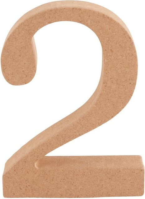 VBS MDF Zahl Ziffer 2 aus MDF-Holz in Braun, Höhe: 8,0 cm, Breite: 1,5 cm, Tiefe: 1,0 cm - Bild 1