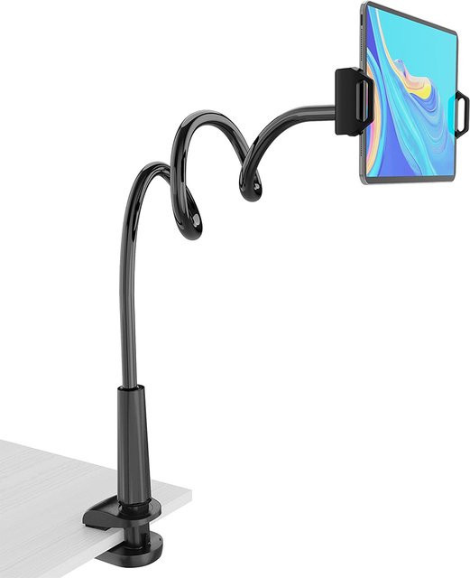 NYFundas Tablet Ständer mit flexiblem Schwanenhals und Clip-Halterung in Schwarz für iPad, Samsung Galaxy, Xiaomi und Kindle - Bild 1