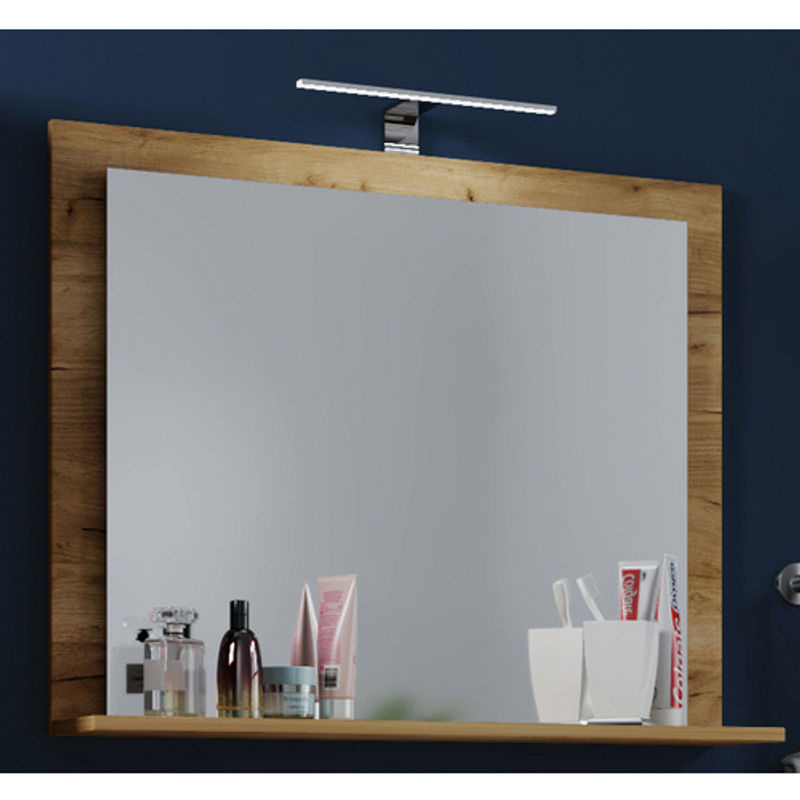 VCM Möbel Wandspiegel Lendas rechteckig mit Ablage aus Glas und Holz, B/H/T: 60 x 55 x 17 cm - Bild 2