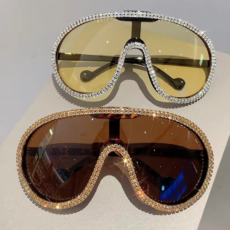 Auecmoi Pilot Sonnenbrille, Vollrand, Damen, übergroß, Diamant Kristall - Bild 2