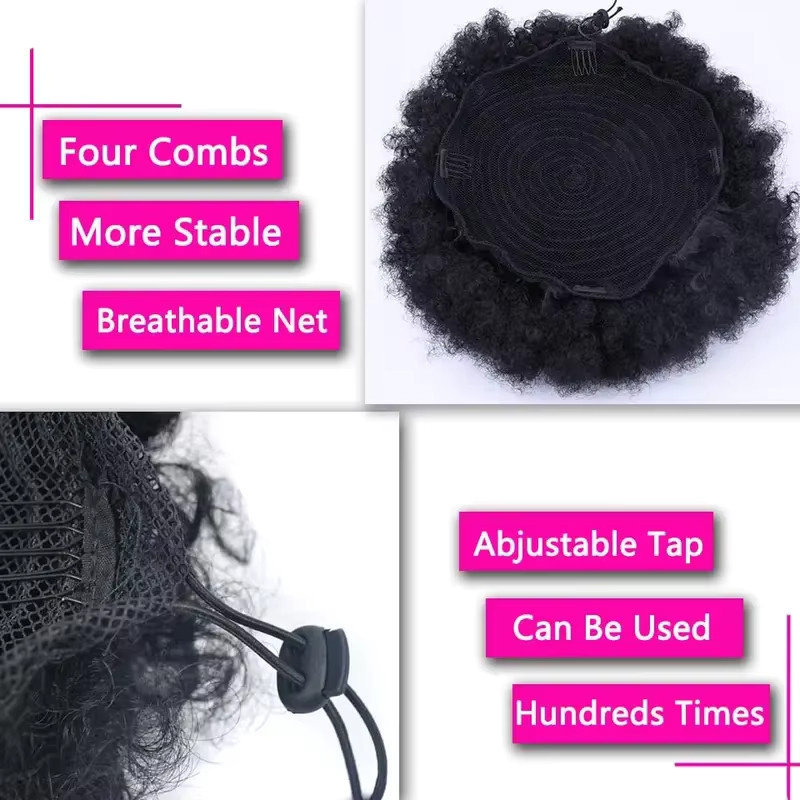 Synthetische Afro Puff Extensions, 10 Zoll, lockiges Haar, Damen - Bild 4