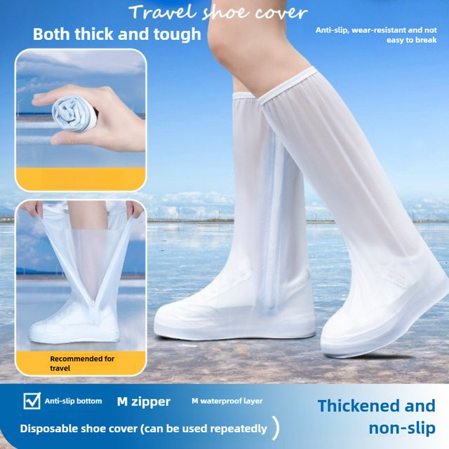 QHSPE Einweg-Schuhüberzug wasserdicht und wiederverwendbar mit hohem Schlauch für Regen und Meer - Bild 1