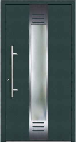 KNOCK Flügelüberdeckende Kunststoff-Haustür Terra in Moosgrün mit Glaseinsatz und RC2-Schutz - Bild 1