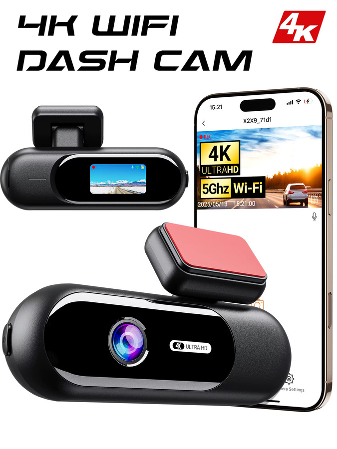 GMAIPOP Dual Lens Dash Cam mit 4K UHD Auflösung und WiFi, Auto DVR mit 1080P Rückfahrkamera und 24H Parkplatzüberwachung, Schwarz - Bild 7