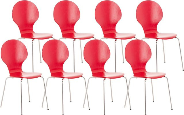 CLP Stapelstuhl Diego Konferenzstuhl mit Holzsitz und Metallgestell, 8er Set - Bild 1