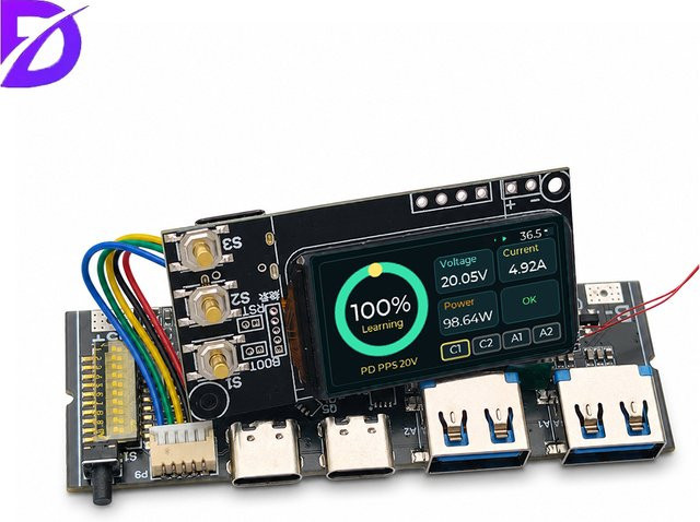 Diymore 100W PD DIY Powerbank-Modul mit TFT-Bildschirm, 3-5S bidirektionales Schnellladegerät und MPPT-Solar-Kompatibilität, Schwarz - Bild 1