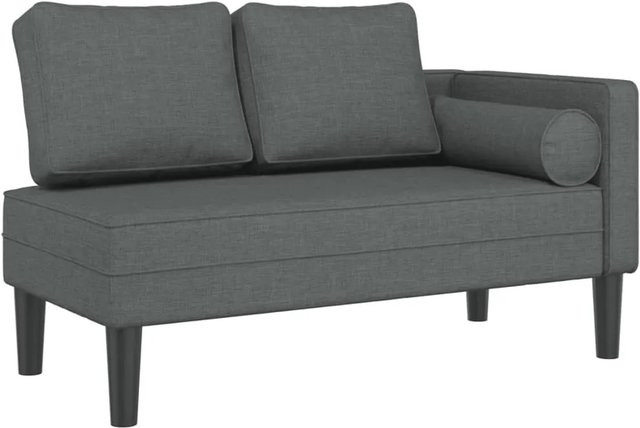vidaXL Chaiselongue modern mit Kissen in Dunkelgrau aus Stoff, B/T/H: 116,5 x 62,0 x 57,5 cm - Bild 1