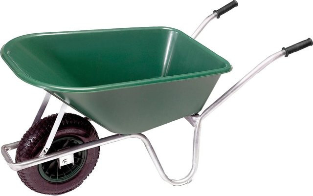 Pro-Bau-Tec Garten- und Bauschubkarre in Silber-Grün mit 120 kg Tragkraft - Bild 1
