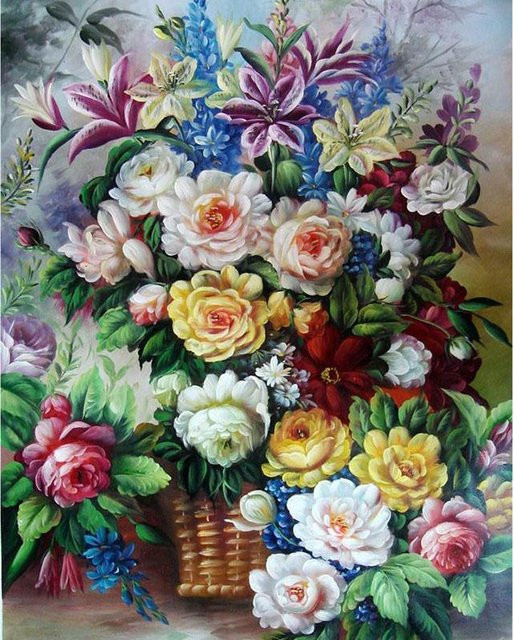FIYO DIY 5D Diamant Malerei Set Blumen Kreuzstich in Schwarz und Multicolour, B/H: 20 x 30 cm - Bild 1
