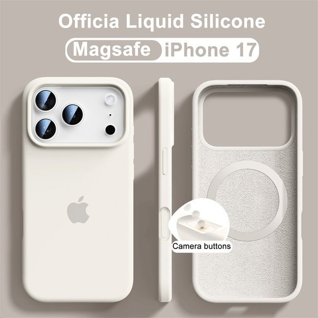 MagSafe Silikon Handyhülle für Apple iPhone 17 16 15 14 13 Pro Max, magnetische kabellose Ladehülle in Transparent, Purple und White - Bild 1