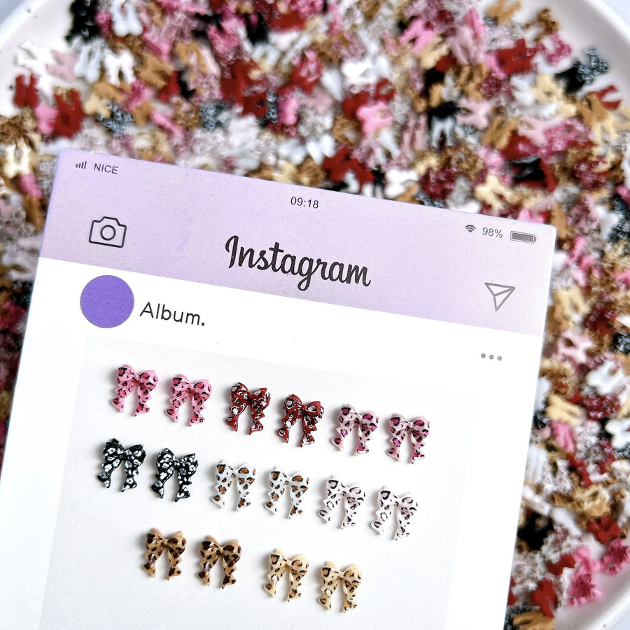 30 Stück Nagel Charms Harz Bogen Herz Leopard Print, Nail Art Dekoration - Bild 5
