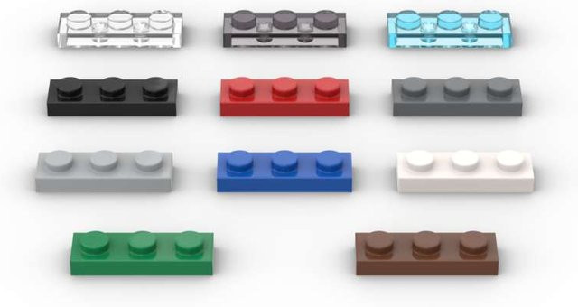 SixBricks MOC 3623 Platte 1x3 Bausteine Kit, 10-teiliges Set, Rot - Bild 1