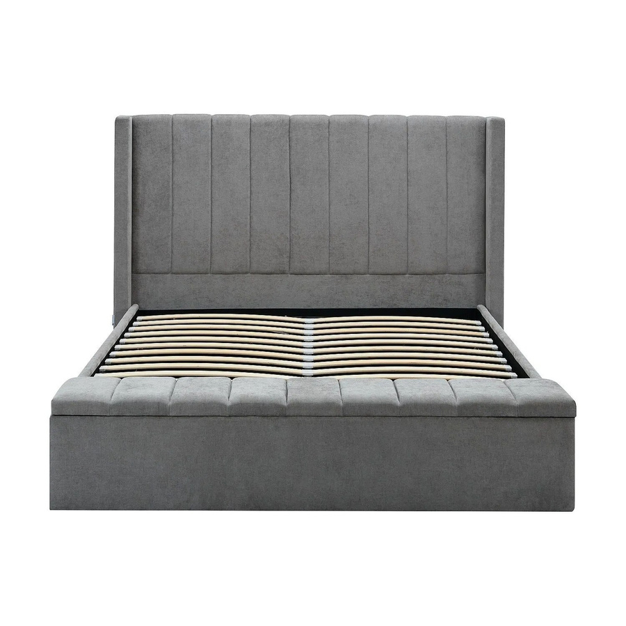Vente-unique Bett Douino mit Bettkasten und Polsterung in Grau, B/T/H: 140 x 190 cm - Bild 2