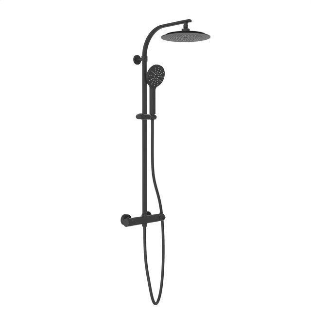 Schütte Duschset Madura Fresh mit Thermostatarmatur, Überkopfbrause und Handbrause, Schwarz matt - Bild 1