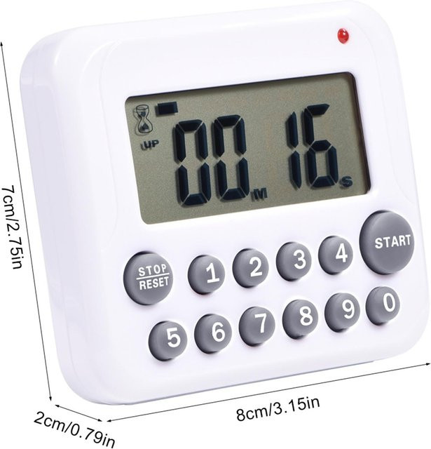 Digitaler LCD-Küchentimer mfySpace mit Countdown-Funktion und Alarm, Grau - Bild 1