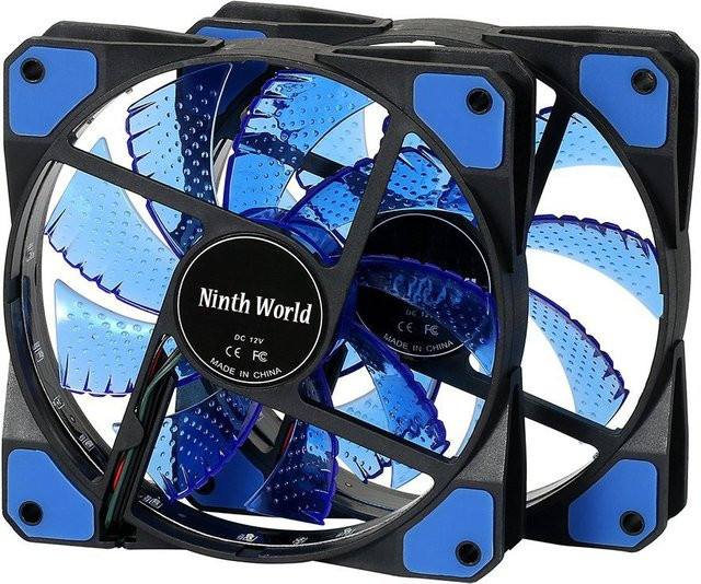 FTBTOC Blauer LED PC-Gehäuselüfter 120mm mit hohem Luftstrom, DC 12V, 3-Pin oder 4-Pin Anschluss für Desktop-Computer und CPU-Kühler - Bild 1