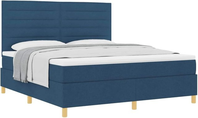 vidaXL Boxspringbett mit Matratze und Kopfteil in Blau, B/T/H: 180 x 200 x 280 cm - Bild 1