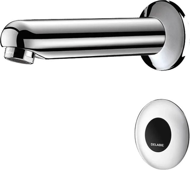 Delabie TEMPOMATIC Sensor-Waschtischventil für Hinterwandmontage in Chrom, Länge: 17,0 cm - Bild 1
