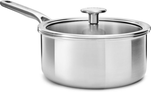 KitchenAid Stielkasserolle mit Glasdeckel aus Edelstahl in Silber, Durchmesser: 18 cm, Volumen: 2,1 l - Bild 1