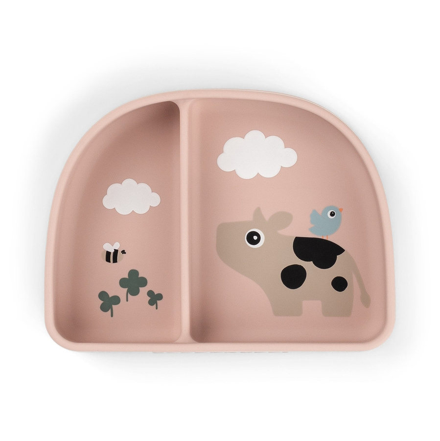 Done by Deer Stick&Stay Snackschale Tiny Farm in Sand und Pink aus Silikon für Kinder - Bild 1