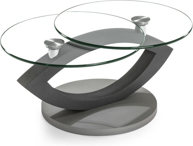 Couchtisch HASSE 7190 mit klappbarer Tischplatte in Anthrazit und Klarglas, B/T/H: 128 x 60 x 40 cm - Bild 1