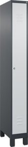 C+P Spind Classic PLUS Garderobenschrank mit 1 Abteil, Füße, Zylinderschloss und 3 Garderobenhaken, Farbe: Grau, H x B x T: 195 x 25 x 50 cm - Bild 1