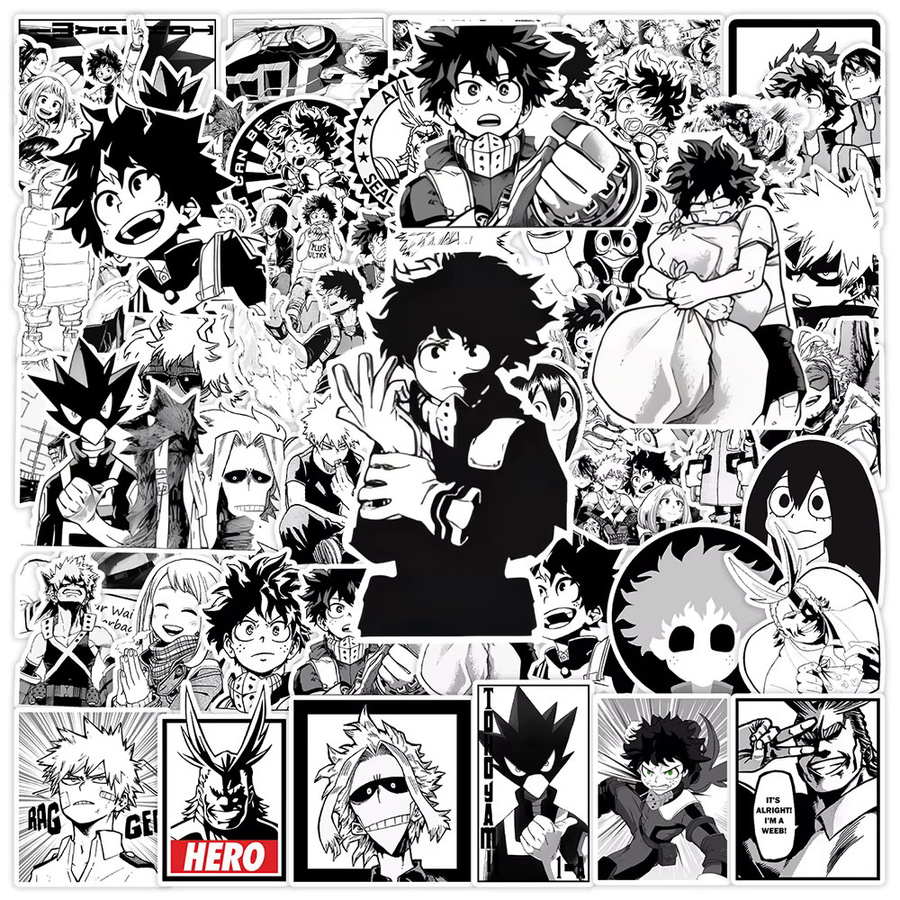 Bandai My Hero Academia Aufkleber, Schwarz-Weiß, 10/30/50 Stück - Bild 2