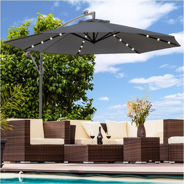 Swing&Harmonie Ampelschirm mit LED-Beleuchtung und Solar, Anthrazit, Durchmesser: 300 cm - Bild 1