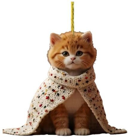 Changxinkan Weihnachtsbaumschmuck Katze als 2D Hängeanhänger aus Acryl in Mehrfarbig - Bild 1