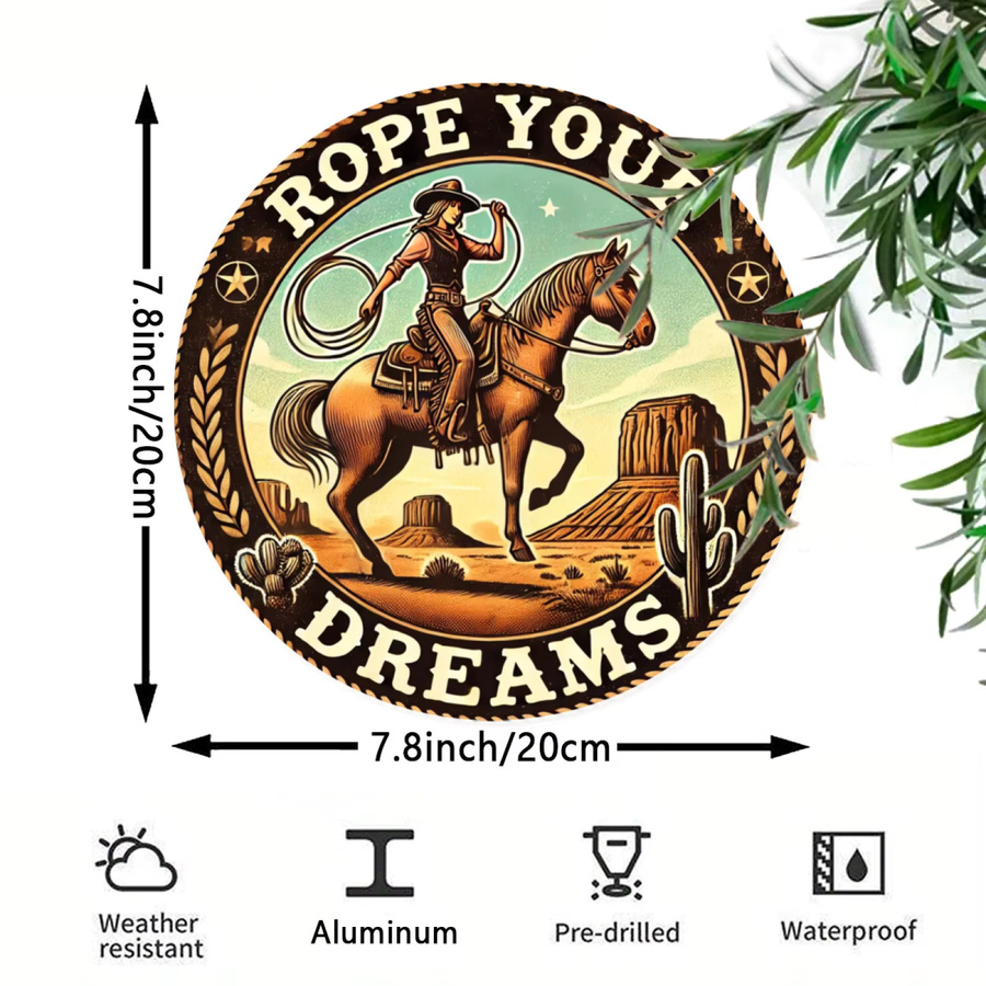 Potdemiel Guard Your Dreams Runde Aluminium-Wandkunst im Vintage-Stil, Metallschild mit geometrischen Tier-Motiven, Mehrfarbig, Durchmesser: 20 cm - Bild 2