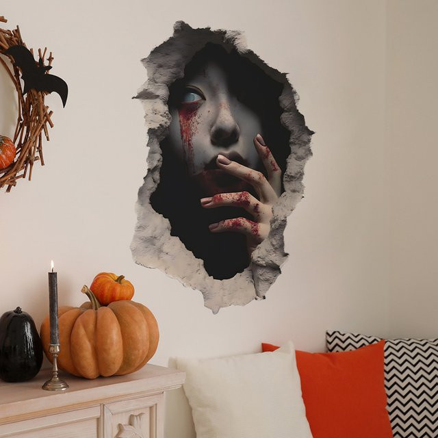 BRUP Halloween Wandaufkleber Mehrfarbig Abnehmbares Vinyl Wandtattoo für Schlafzimmer Wohnzimmer und Eingangshalle - Bild 1