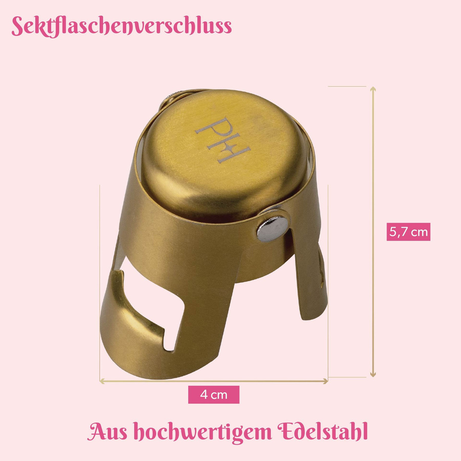 Paris Hilton Sektflaschenverschluss aus Edelstahl und Silikon in Gold, luftdicht - Bild 3