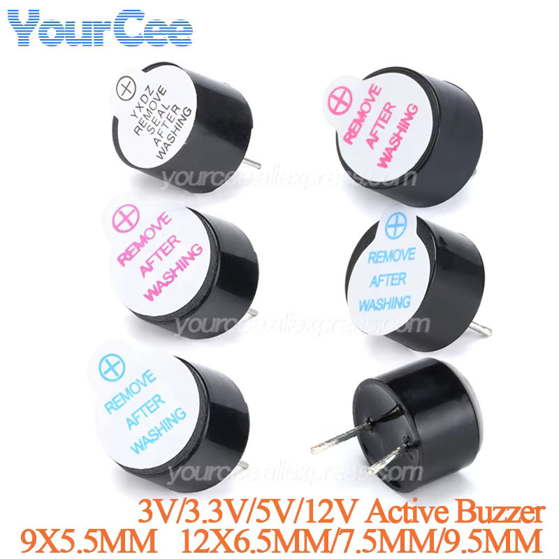 Mini Aktive Summer Set in Schwarz für 3V 5V 12V 24V mit verschiedenen Größen 0905 9x5,5mm 4,2mm 12x6,5mm 7,5mm 9,5mm Elektromagnetische Kunststoff Rohr Beep Ton Sound von Your Cee - Bild 2