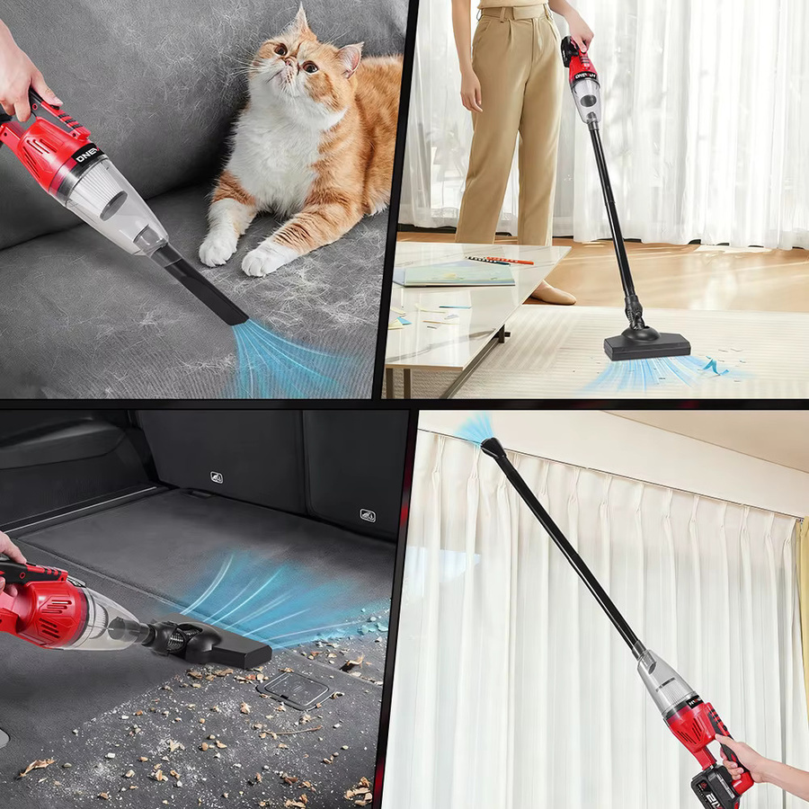 ONEVAN Kabelloser elektrischer Handstaubsauger 1500W mit 12kPa Saugkraft für Boden und Sofa, rot, bagless, kompatibel mit Makita 18V Akku - Bild 5