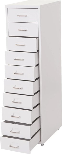 PROREGAL Rollcontainer Housten mit 10 Schubladen in Weiß, B/T/H: 110 x 28 x 41 cm - Bild 1