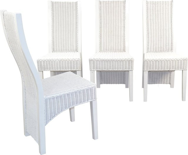 möbel direkt online Rattanstuhl 4er-Set aus Pinienmassivholz in modernem Design - Bild 1