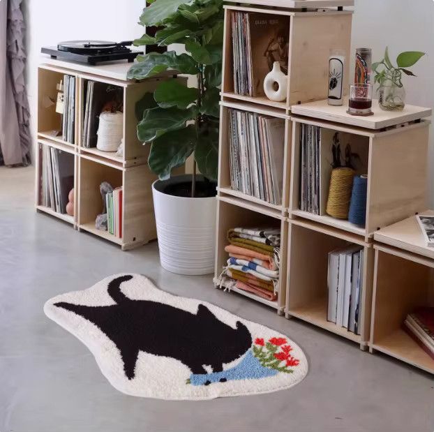 VIKAMA Cartoon abstrakter Katzenteppich in Multicolor, weiche und rutschfeste Matte für Wohnzimmer, Schlafzimmer und Badezimmer - Bild 3