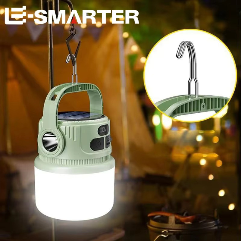 ESMARTER Solar LED Camping-Laterne, wasserdichte tragbare Taschenlampe in Weiß und Grün für Outdoor und Garten - Bild 3