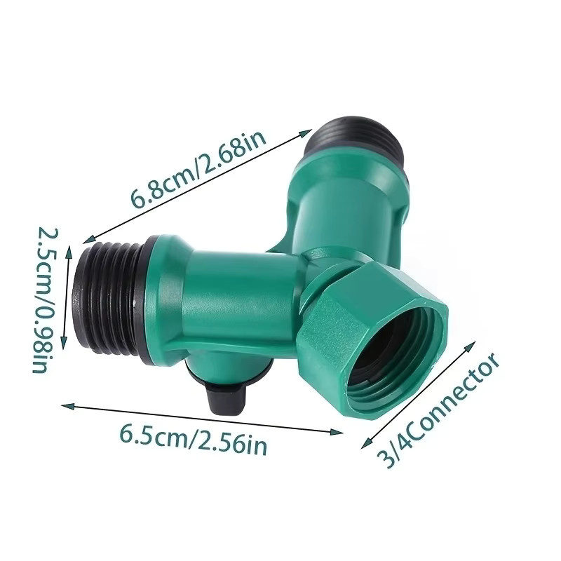 Bidirektionaler Garten Wasserverteiler mit Flow Control zur Steuerung des Wasserflusses, 2-Wege Gartenanschluss in Grün und Schwarz - Bild 1